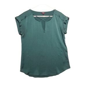 Express Top Shimmer Emerald Green Sz. Medium Strappy/Criss-Cross Front
